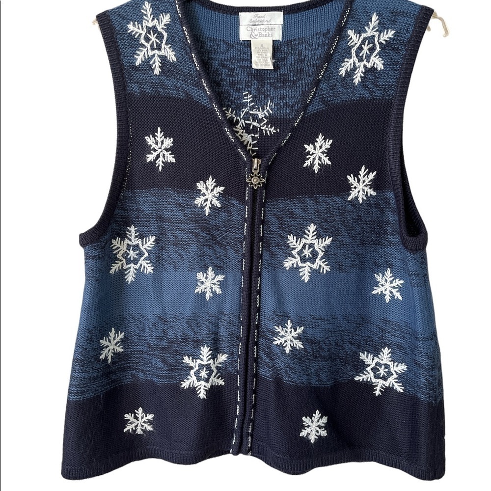 Christopher & Banks Hand Embroidered Wool Blend Vest Size S